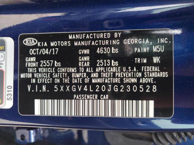 2018 Kia Optima Sxl VIN: 5XXGV4L20JG230528 Lot: 58405004