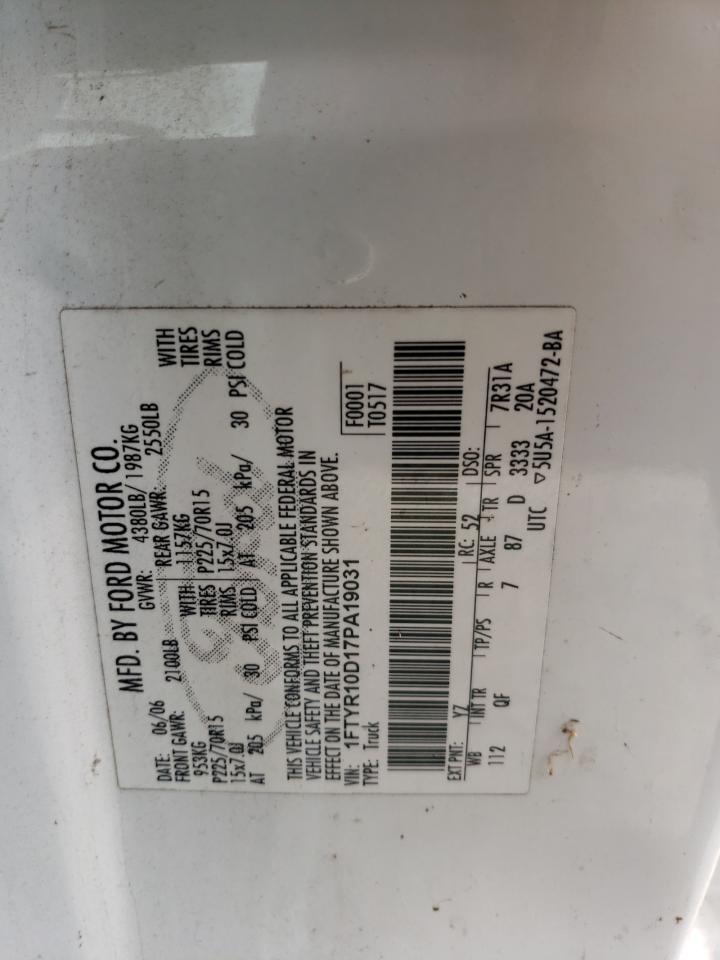 1FTYR10D17PA19031 2007 Ford Ranger