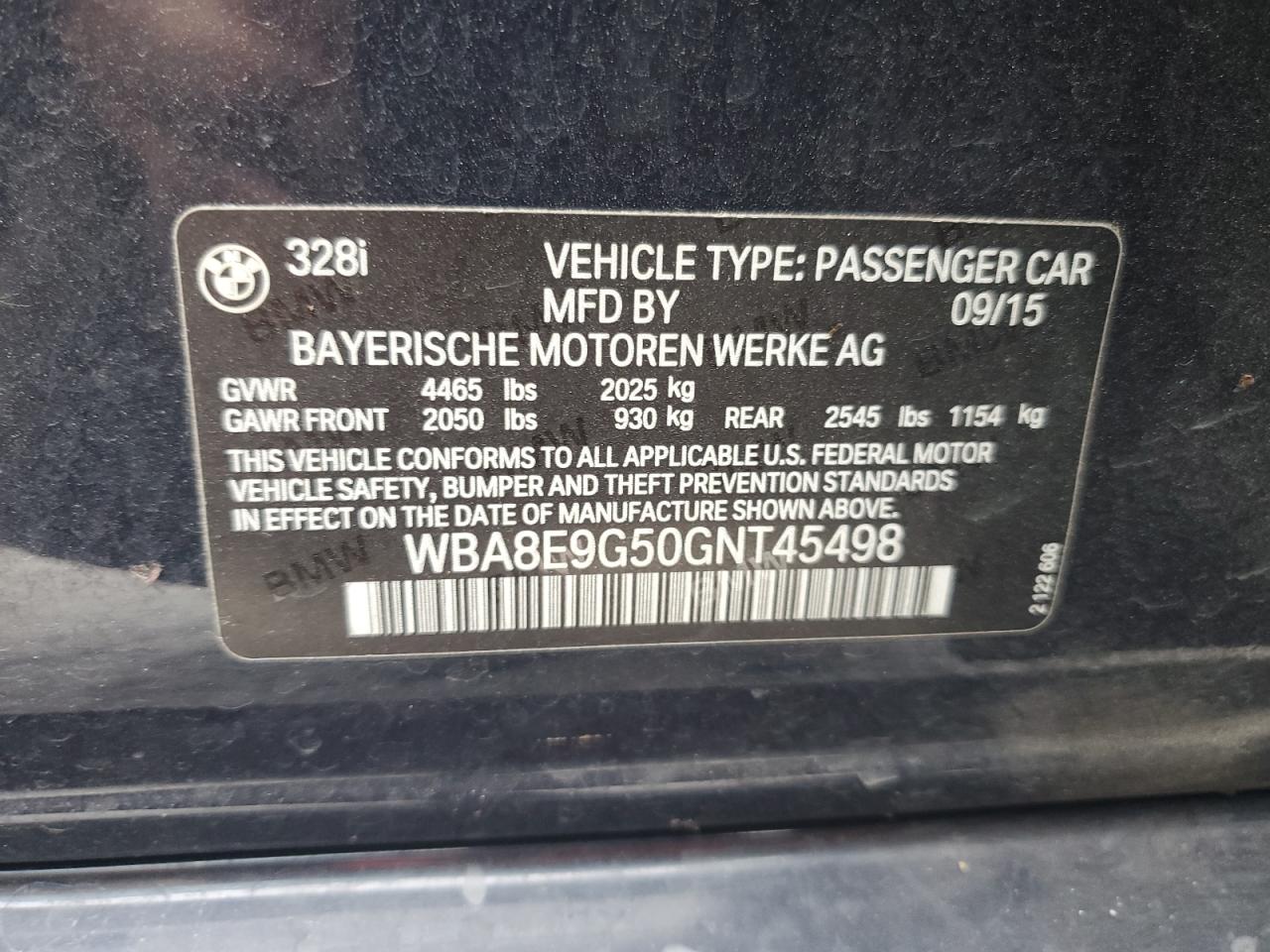 WBA8E9G50GNT45498 2016 BMW 328 I Sulev