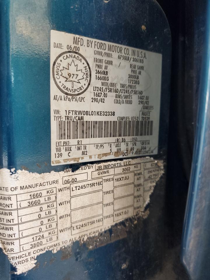 1FTRW08L01KE32338 2001 Ford F150 Supercrew