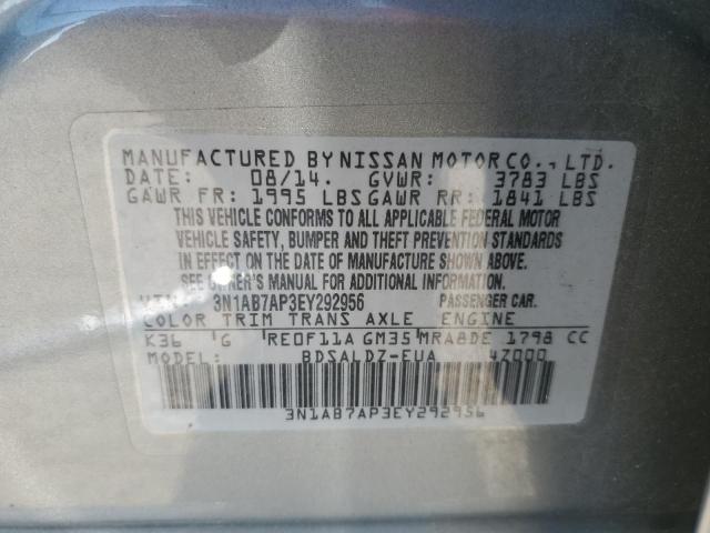 2014 Nissan Sentra S VIN: 3N1AB7AP3EY292956 Lot: 57283444