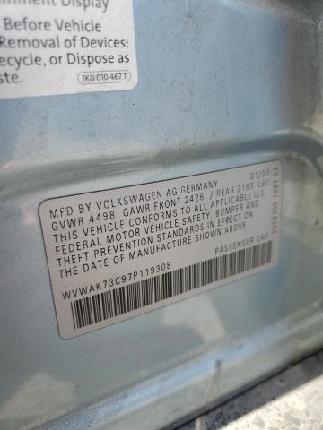 2007 Volkswagen Passat 2.0T VIN: WVWAK73C97P119308 Lot: 58008334