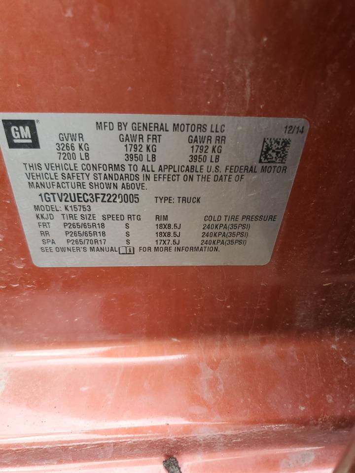 1GTV2UEC3FZ220005 2015 GMC Sierra K1500 Sle