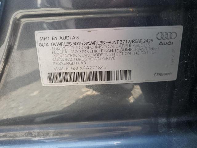 2004 Audi S4 VIN: WAUPL68EX4A271847 Lot: 61021404