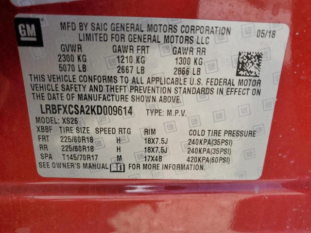 2019 BUICK ENVISION LRBFXCSA2KD009614