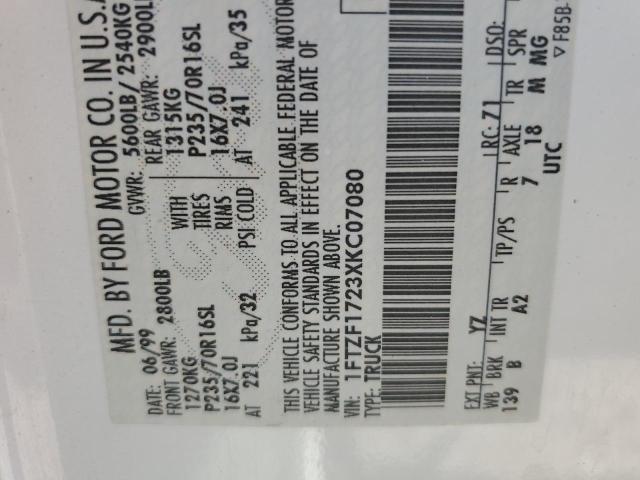 1999 Ford F150 VIN: 1FTZF1723XKC07080 Lot: 58269774