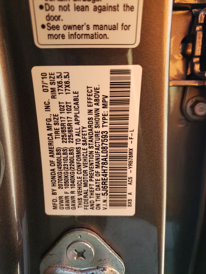 5J6RE4H78AL087593 2010 Honda Cr-V Exl