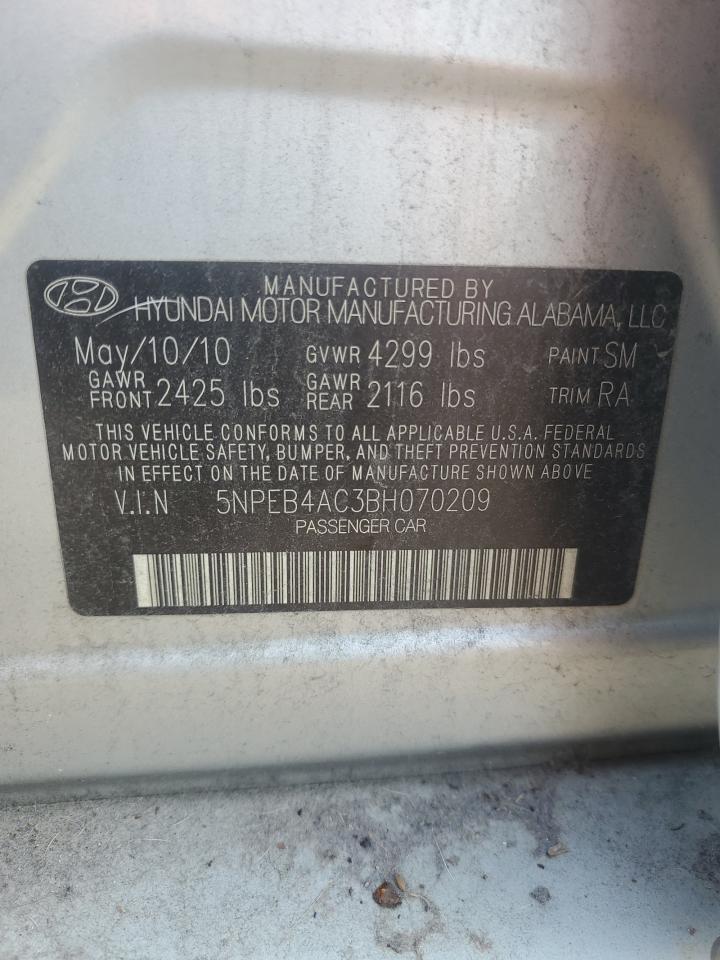 5NPEB4AC3BH070209 2011 Hyundai Sonata Gls