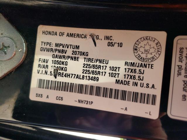 2010 Honda Cr-V Exl VIN: 5J6RE4H77AL813489 Lot: 58327384