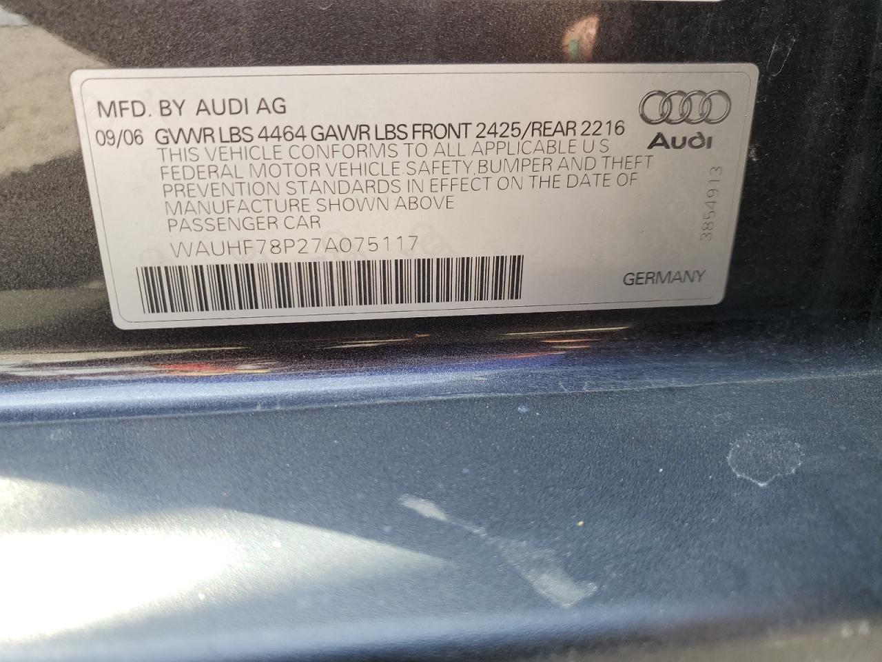 WAUHF78P27A075117 2007 Audi A3 2