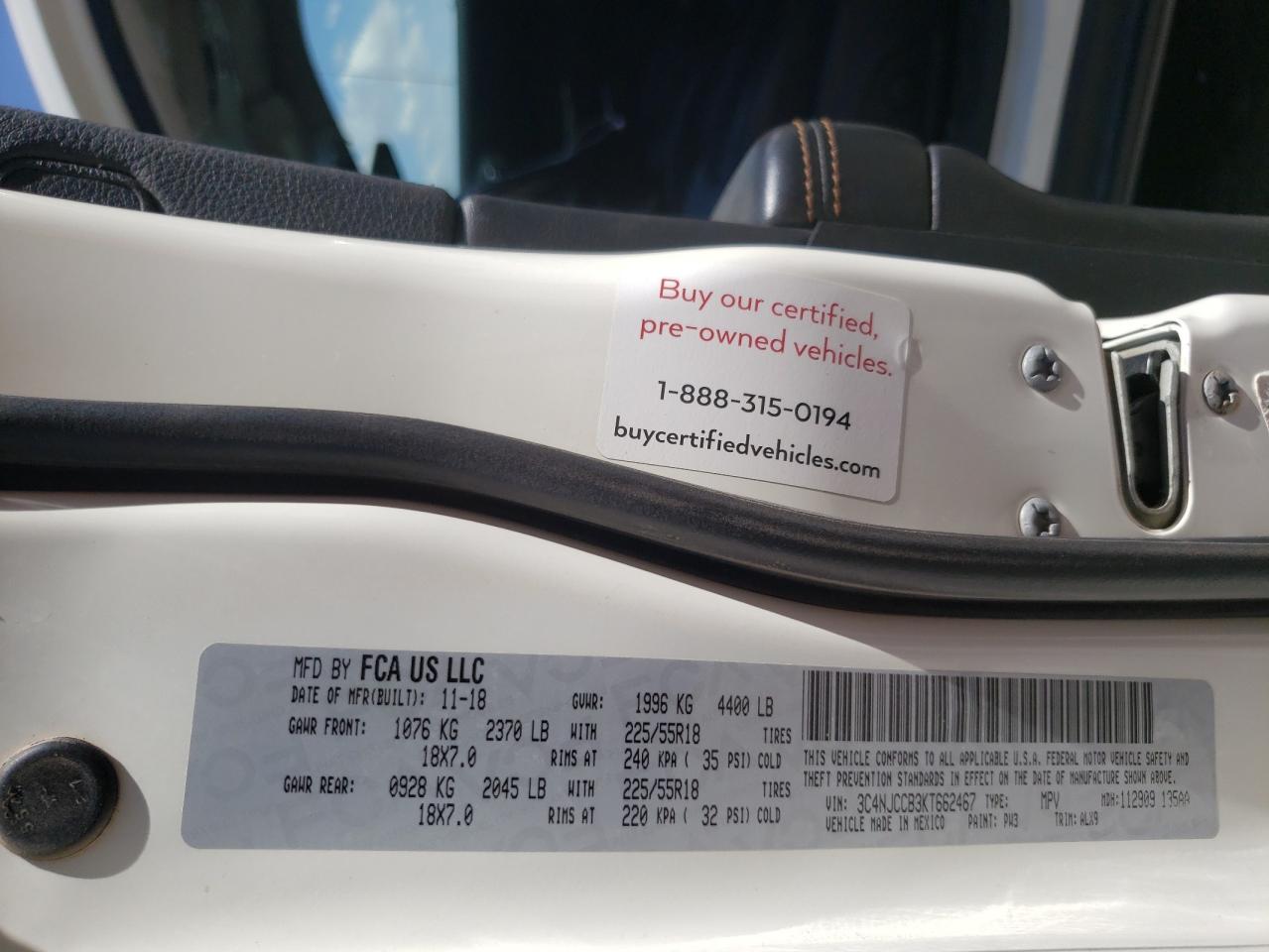 3C4NJCCB3KT662467 2019 Jeep Compass Limited