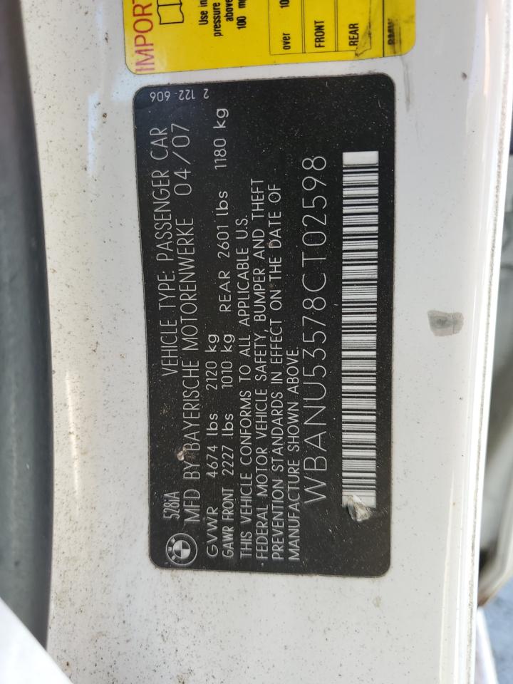 WBANU53578CT02598 2008 BMW 528 I