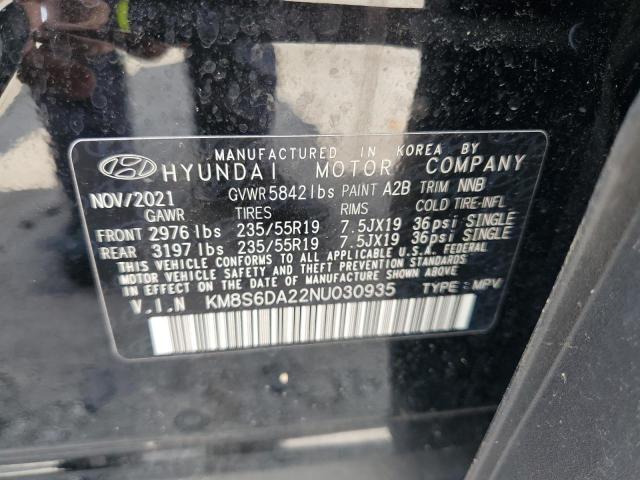 2022 Hyundai Santa Fe Sel VIN: KM8S6DA22NU030935 Lot: 60228064