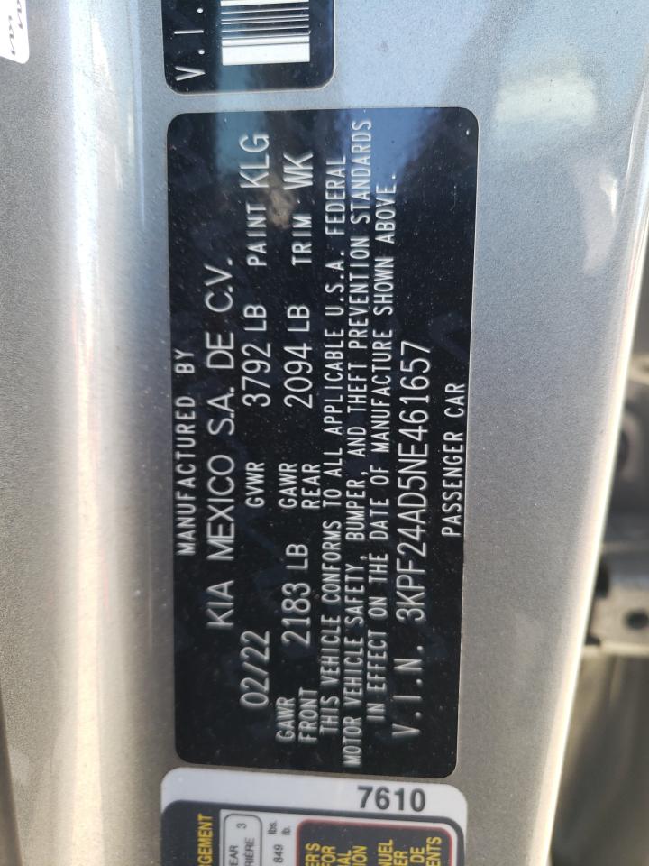 3KPF24AD5NE461657 2022 Kia Forte Fe