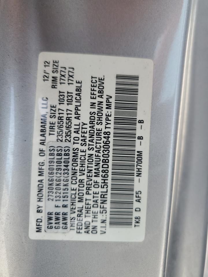 2013 Honda Odyssey Exl vin: 5FNRL5H68DB030648