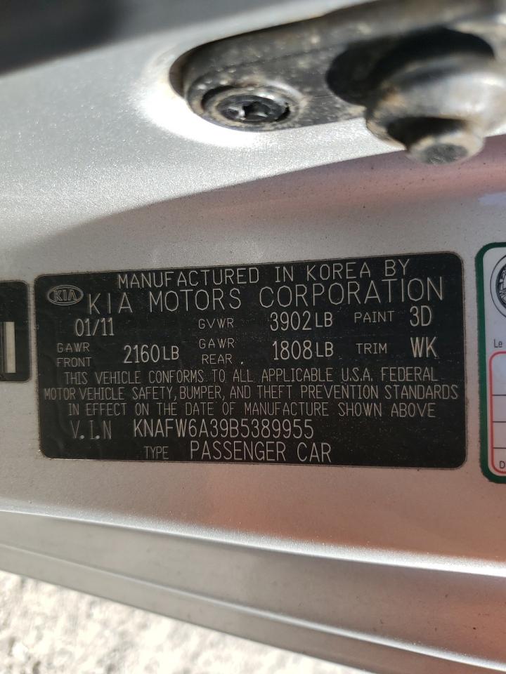KNAFW6A39B5389955 2011 Kia Forte Sx