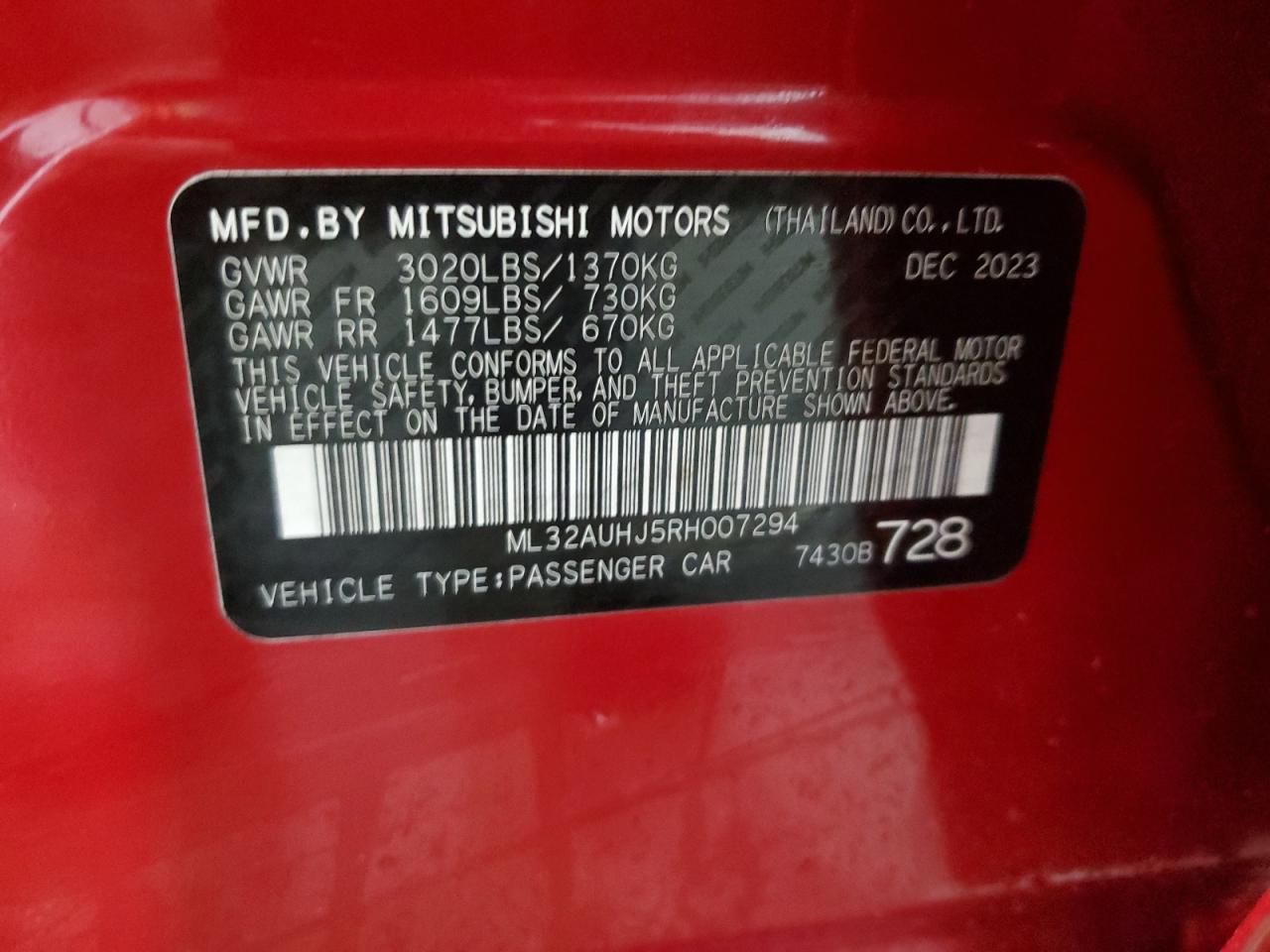 ML32AUHJ5RH007294 2024 Mitsubishi Mirage Es