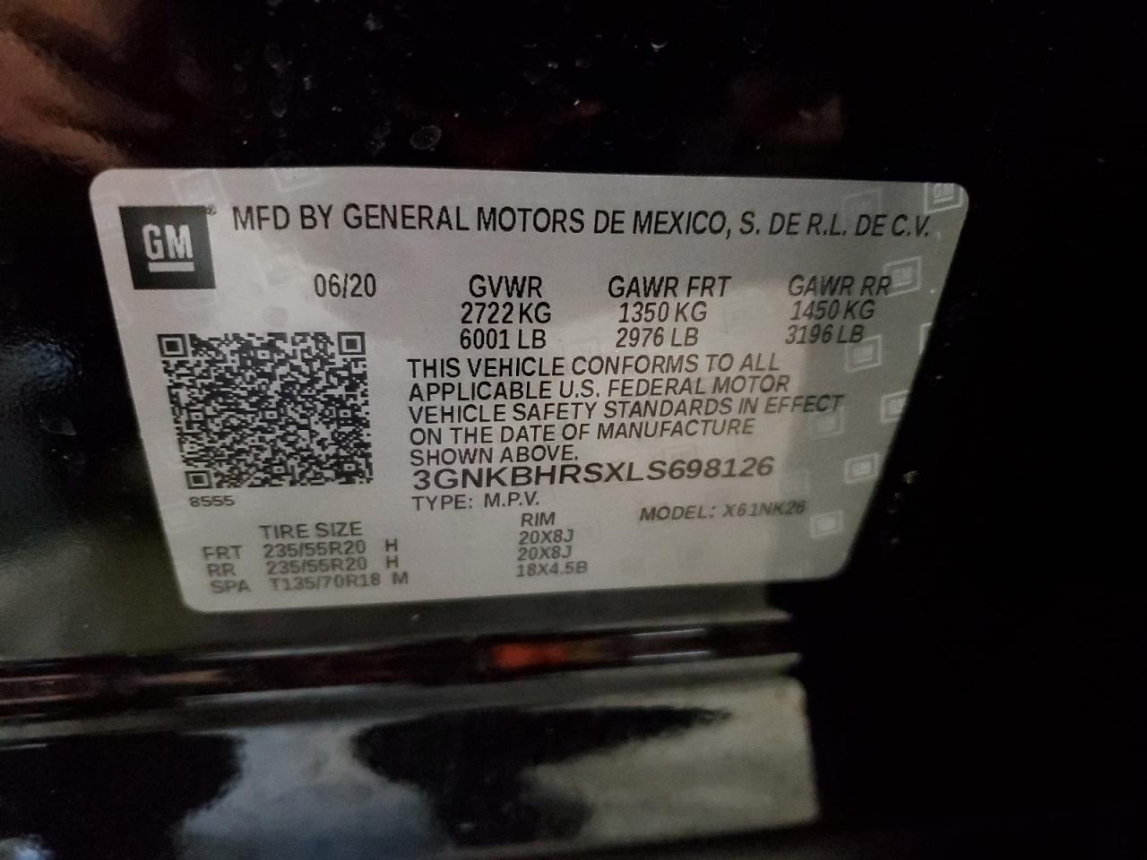 3GNKBHRSXLS698126 2020 Chevrolet Blazer 2Lt