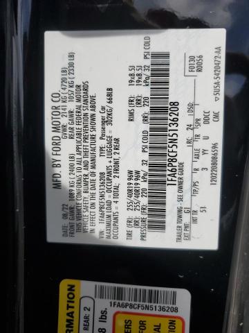 2022 Ford Mustang Gt VIN: 1FA6P8CF5N5136208 Lot: 61032354