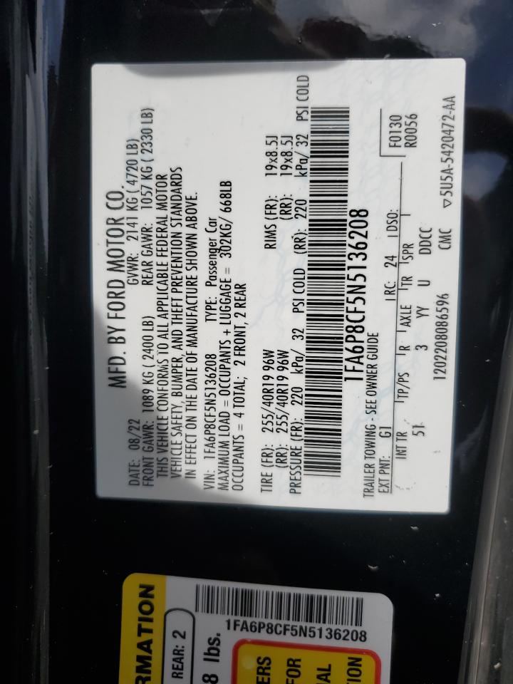 1FA6P8CF5N5136208 2022 Ford Mustang Gt