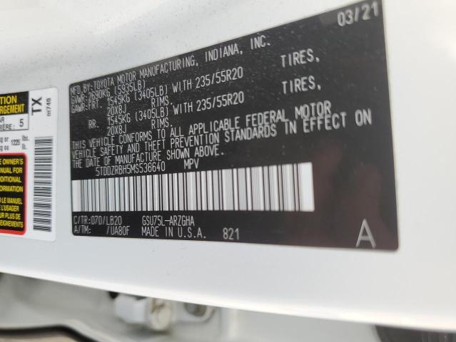 2021 Toyota Highlander Limited VIN: 5TDDZRBH5MS536640 Lot: 57348934