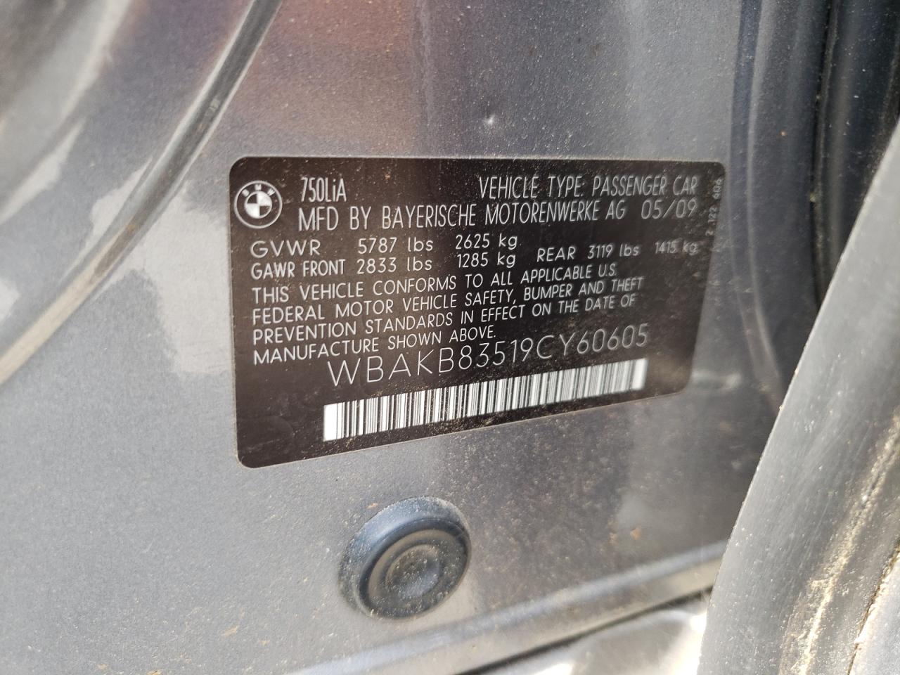 WBAKB83519CY60605 2009 BMW 750 Li