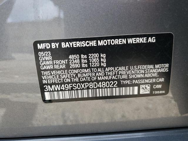 2023 BMW M340I VIN: 3MW49FS0XP8D48022 Lot: 59947534