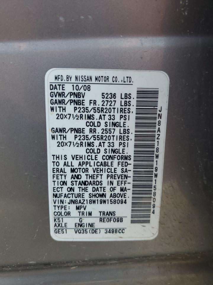 JN8AZ18W19W158094 2009 Nissan Murano S