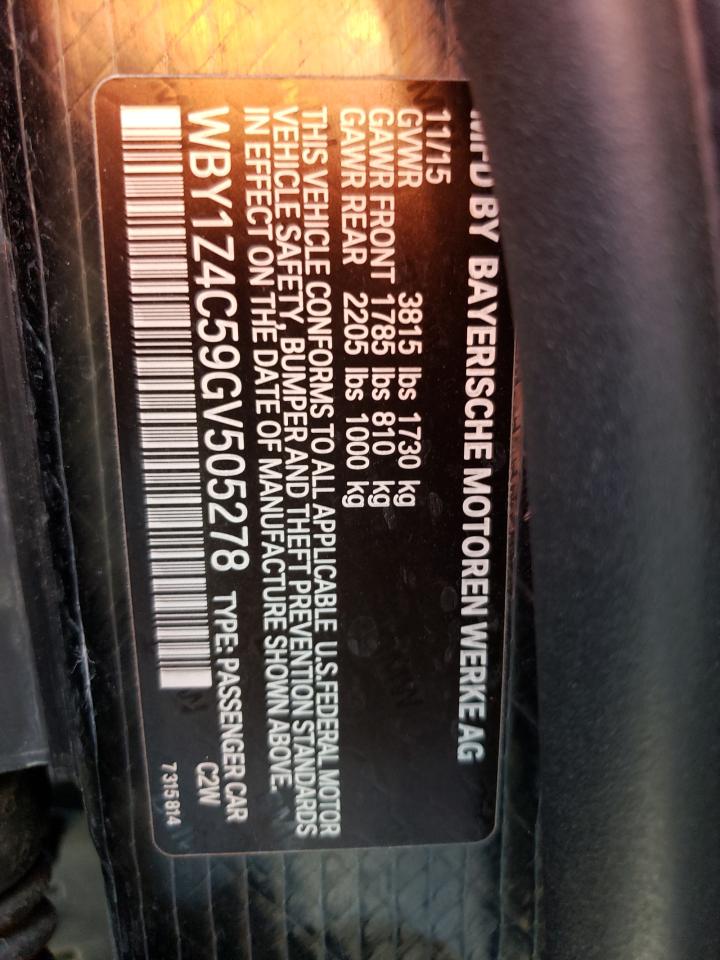 WBY1Z4C59GV505278 2016 BMW I3 Rex