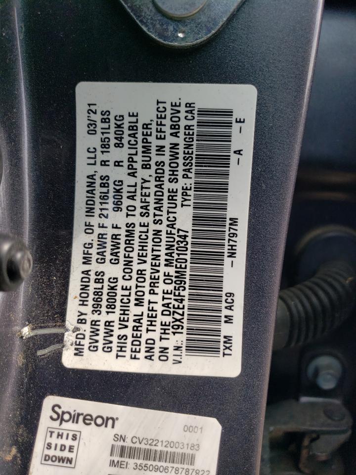 19XZE4F59ME010347 2021 Honda Insight Ex