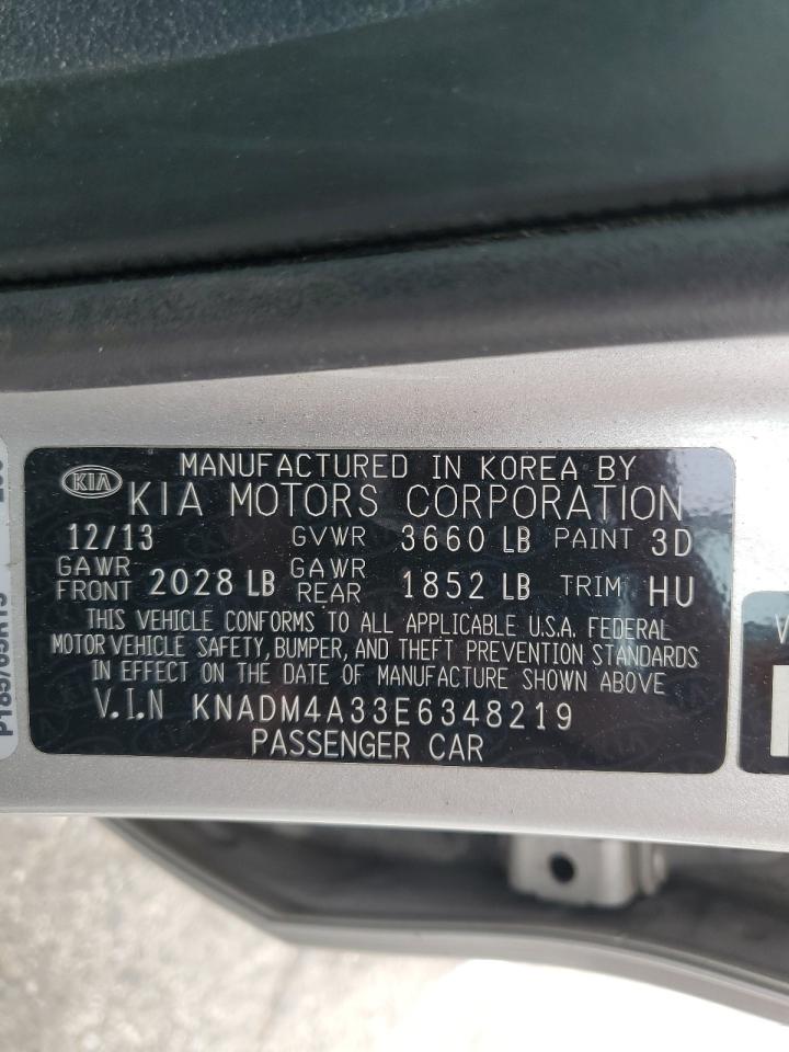 KNADM4A33E6348219 2014 Kia Rio Lx