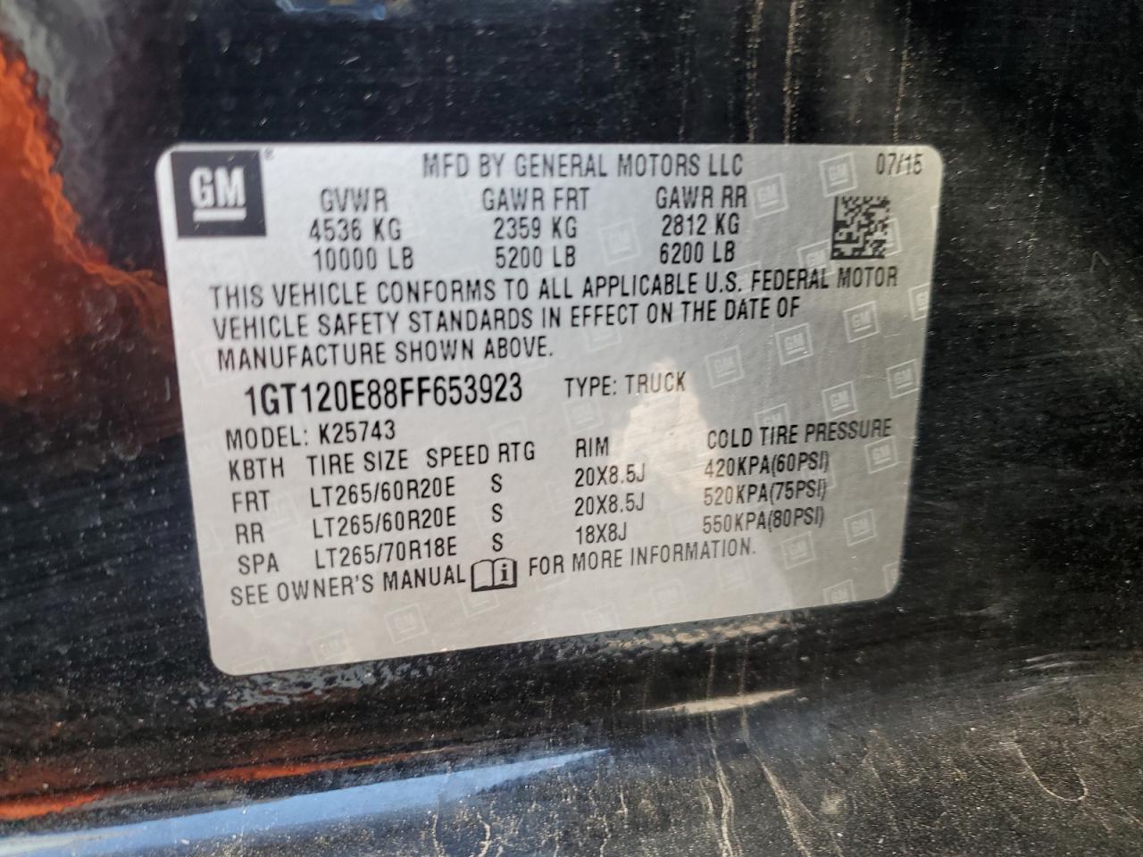 1GT120E88FF653923 2015 GMC Sierra K2500 Denali