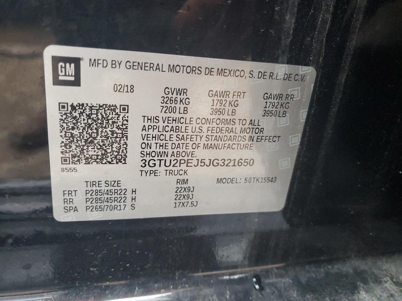 3GTU2PEJ5JG321650 2018 GMC Sierra K1500 Denali