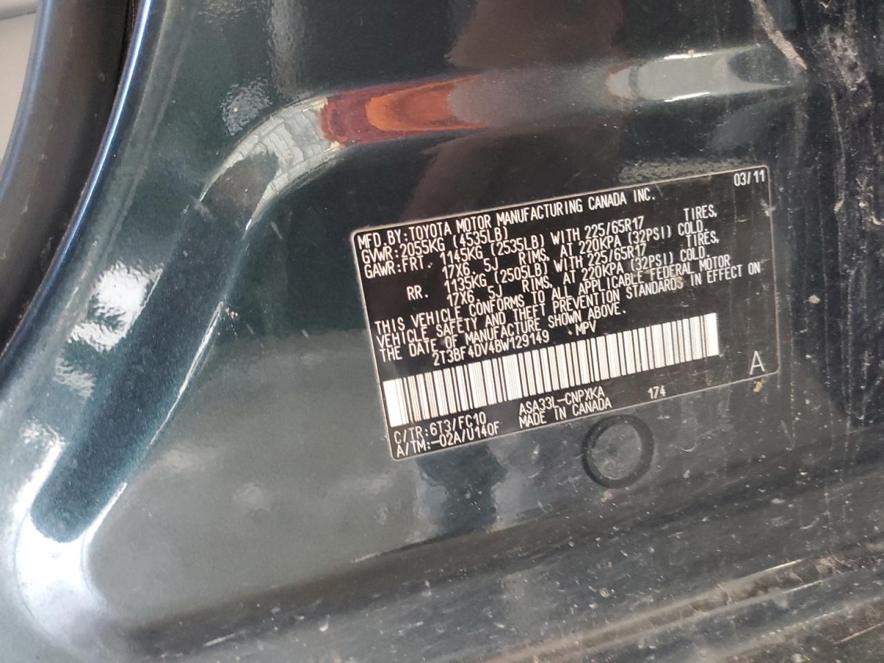 2T3BF4DV4BW129149 2011 Toyota Rav4