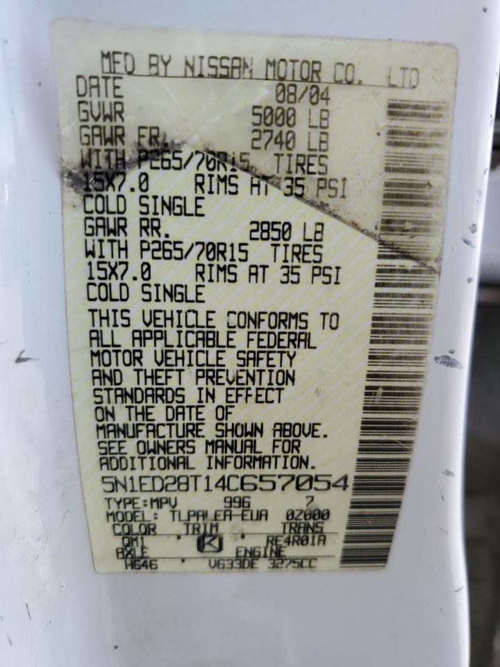 5N1ED28T14C657054 2004 Nissan Xterra Xe