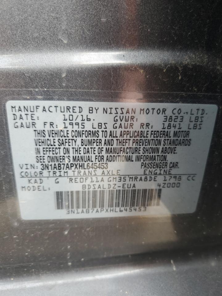 3N1AB7APXHL645453 2017 Nissan Sentra S