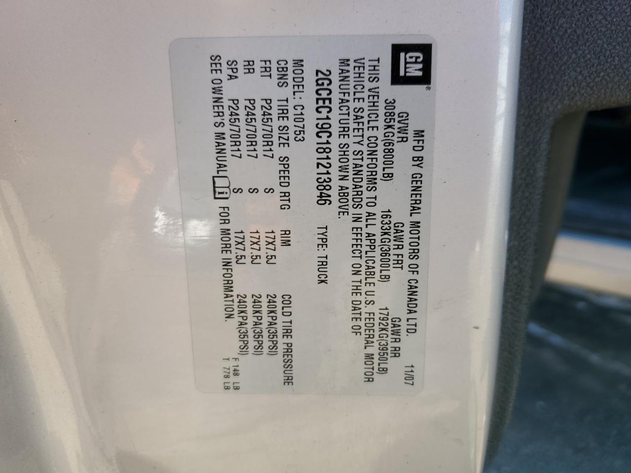 2GCEC19C181213846 2008 Chevrolet Silverado C1500