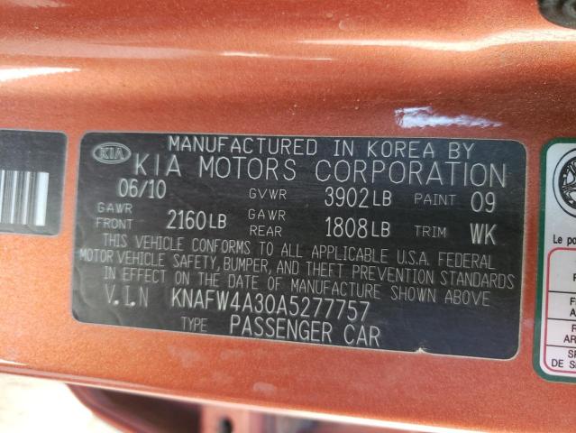 2010 Kia Forte Sx VIN: KNAFW4A30A5277757 Lot: 59268634