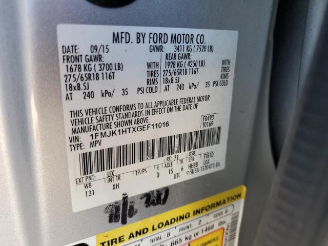 2016 Ford Expedition El Xlt VIN: 1FMJK1HTXGEF11016 Lot: 55534614