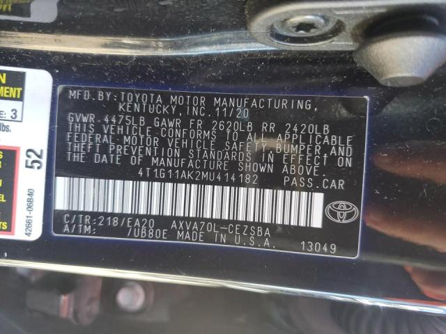 VIN 4T1G11AK2MU414182 2021 Toyota Camry, SE no.12