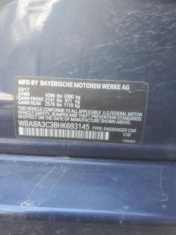 2017 BMW 320 Xi VIN: WBA8A3C38HK693145 Lot: 60523904