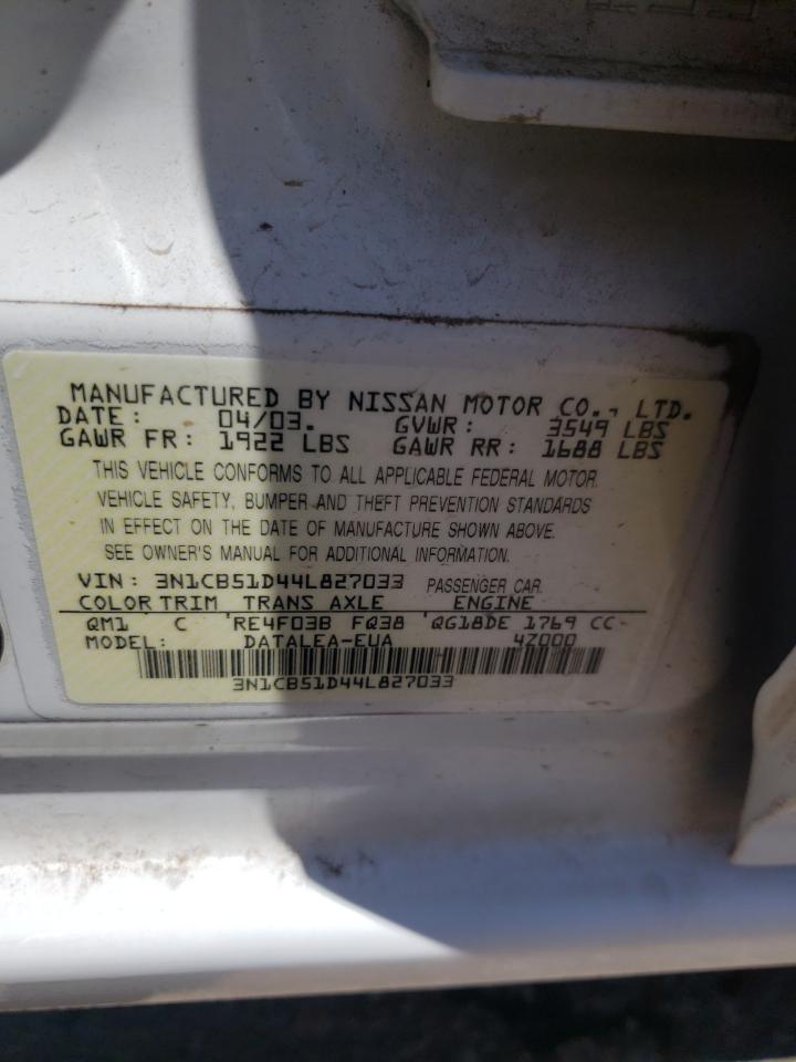 3N1CB51D44L827033 2004 Nissan Sentra 1.8