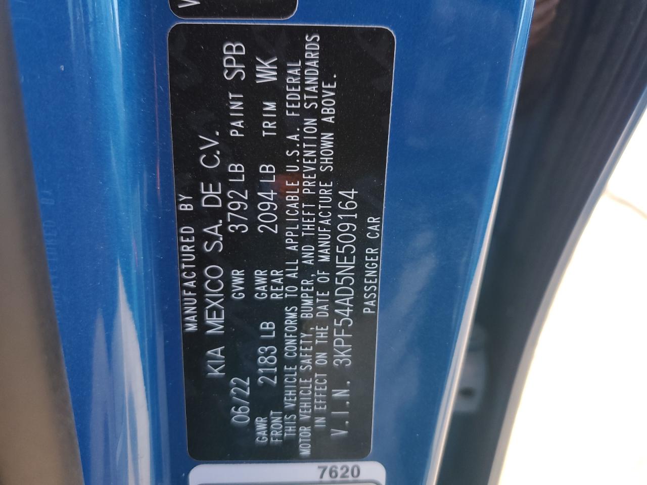 3KPF54AD5NE509164 2022 Kia Forte Gt Line