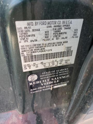 2001 Ford F150 Supercrew VIN: 1FTRW07L92KA71372 Lot: 60619824