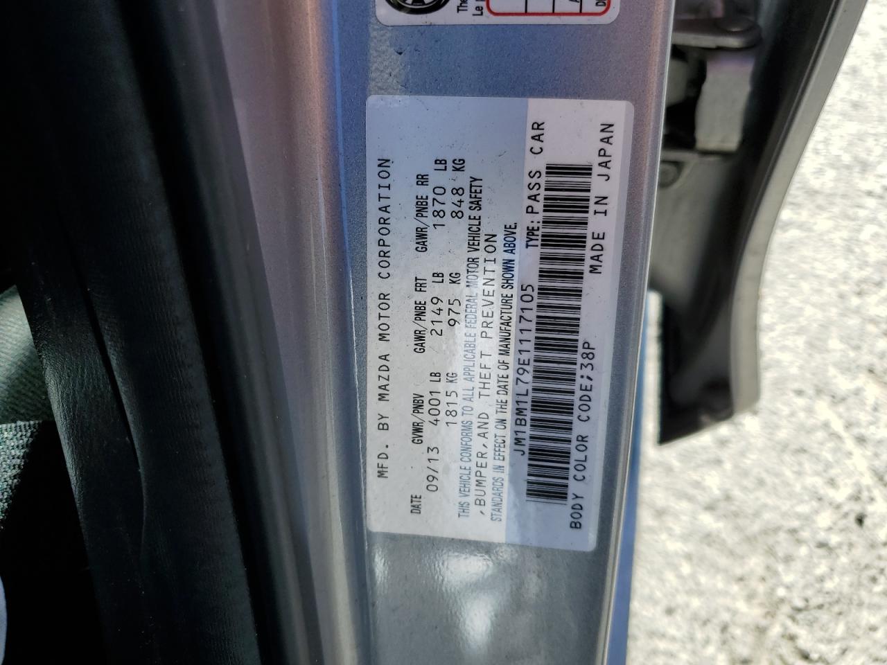 JM1BM1L79E1117105 2014 Mazda 3 Touring