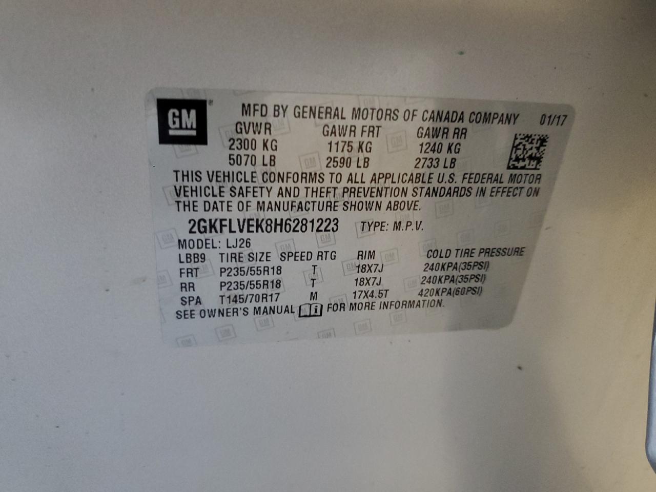 2GKFLVEK8H6281223 2017 GMC Terrain Denali