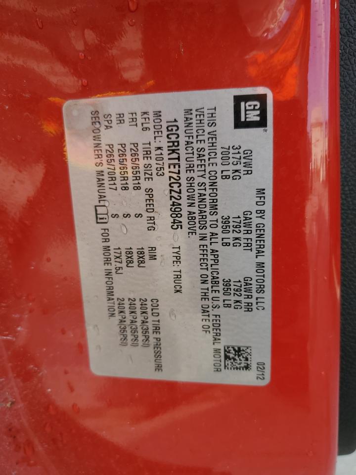 1GCRKTE72CZ249845 2012 Chevrolet Silverado K1500 Ltz