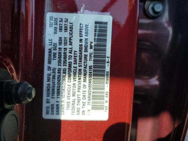 2021 Honda Cr-V Exl VIN: 7FARW2H85ME004195 Lot: 57043544