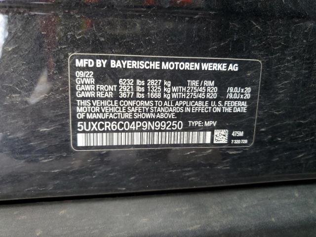 2023 BMW X5 xDrive40I VIN: 5UXCR6C04P9N99250 Lot: 59960214