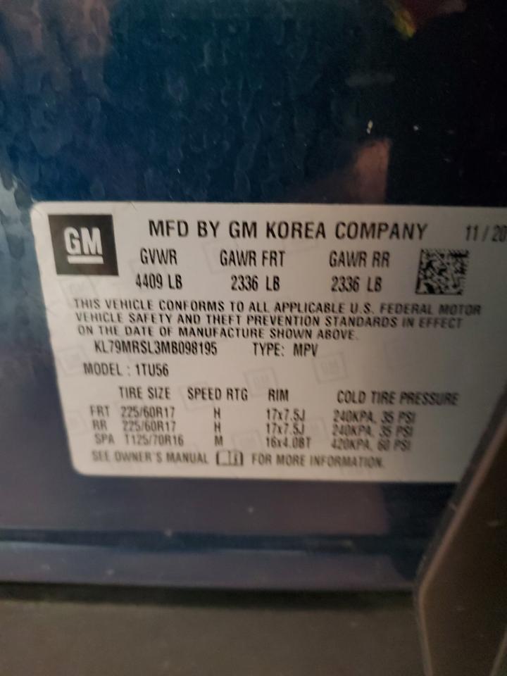 KL79MRSL3MB098195 2021 Chevrolet Trailblazer Lt